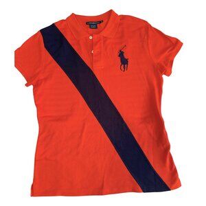 Polo Ralph Lauren Big Pony Striped  red and navy Polo Shirt Slim Fit